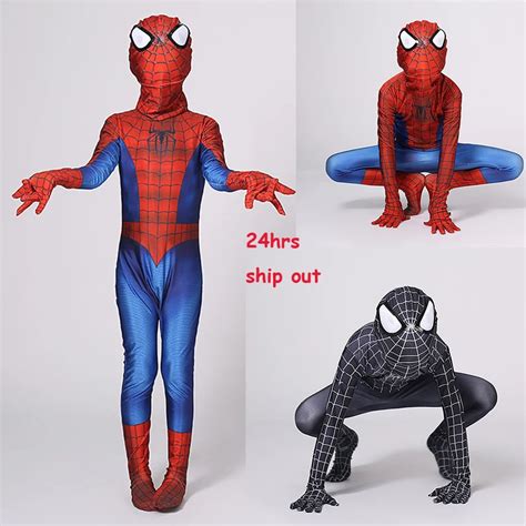 Kid Red Black Spiderman Civil War Spiderman Costumes Spiderman Cosplay