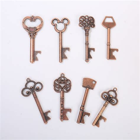 600pcslot Mixed 8 Styles Antique Bronze Metal Skeleton Key Shaped