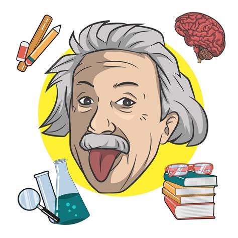 Retrato De Dibujos Animados De Albert Einstein E Ilustración De Vector