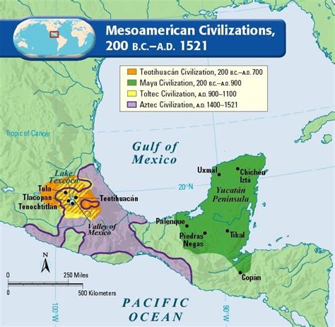 Map Of The Main Mesoamerican Civilizations 200 Bce 1521 Ce Aztec