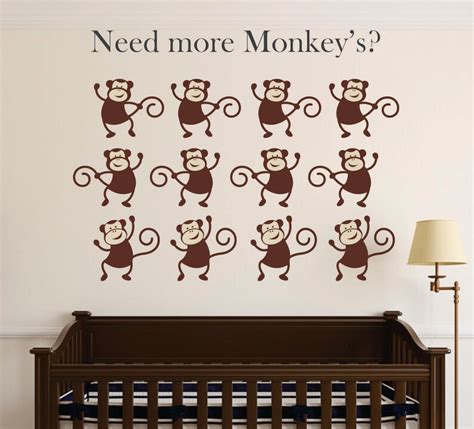 Monkey Pack Monkeys Swinging Decals Monkey Nursery Decals Etsy