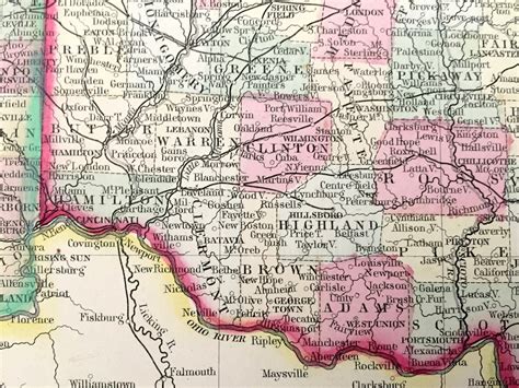 Antique 1867 Ohio And Indiana State Map By S Augustus Mitchell Etsy