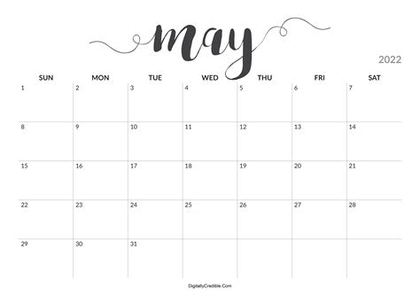 May 2022 Calendar Printable Desk And Wall