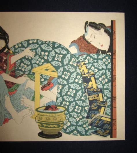japanese erotic shunga woodblock print warm up in bedroom shin hanga gallery