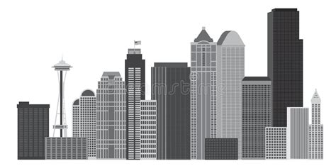Seattle City Skyline Colors Illustration Stock Vector Illustration Of