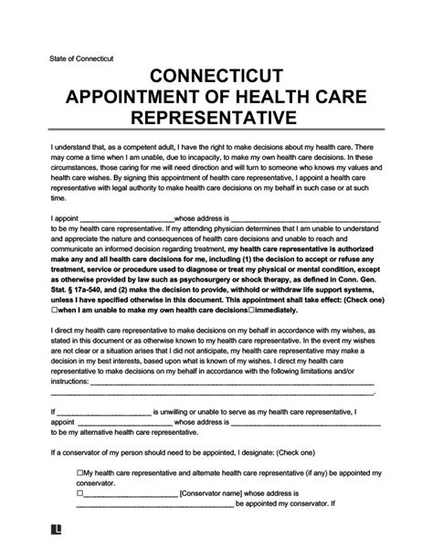 Create A Connecticut Medical Power Of Attorney Free Word And Pdf Download