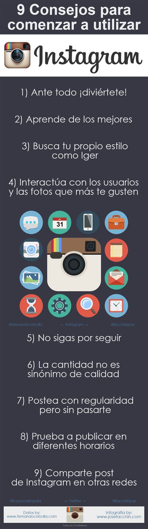 Consejos Para Comenzar A Usar Instagram Infografia Infographic Socialmedia Tics Y Formaci N