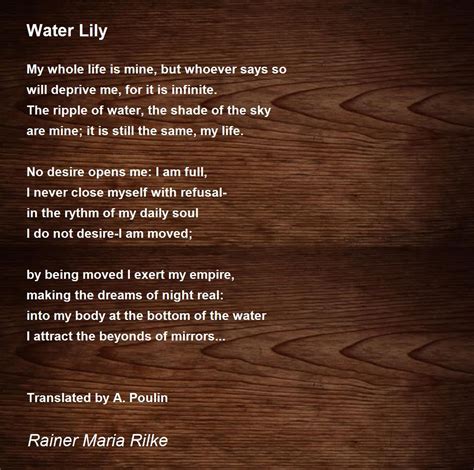 Water Lily Poem By Rainer Maria Rilke Poem Hunter