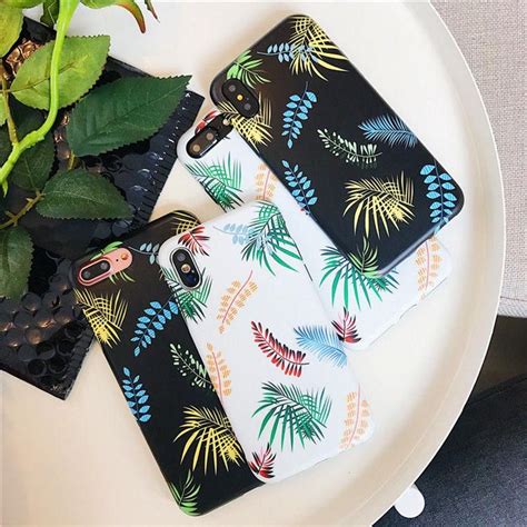 Fashion Silicone Tropical Plants Leaves Phone Case For Iphone X 6 6s