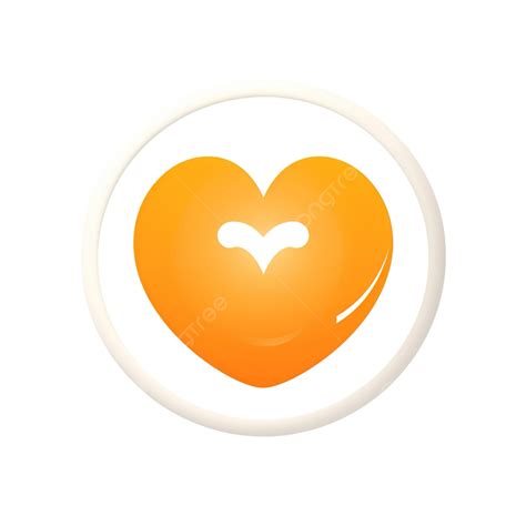 Orange Heart In Circle Button Button Ui Design Label Png Transparent