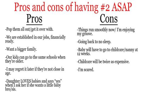 List Of Pros And Cons To Having Another Child Wanting A Baby Baby
