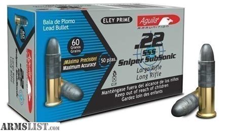 Armslist For Sale 1000 Rounds Aguila Sss Sniper Subsonic 22lr 60 Grain