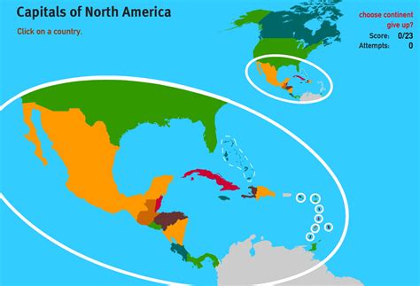 Interactive Map Of North America Capitals Of North America World