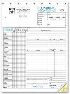 plumbing work order invoice  checklist