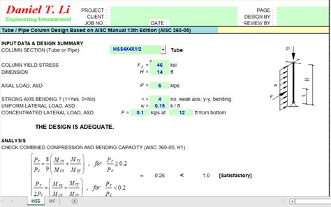 Tube Pipe Column Design Based On Aisc Manual 13th Edition Aisc 360