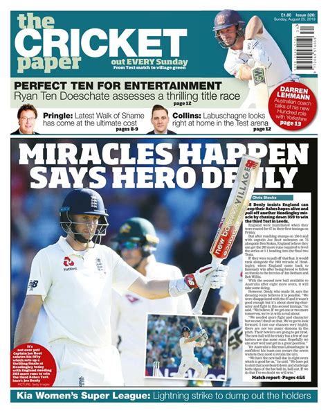 The Cricket Paper August 25 2019 Magazine Get Your Digital Subscription