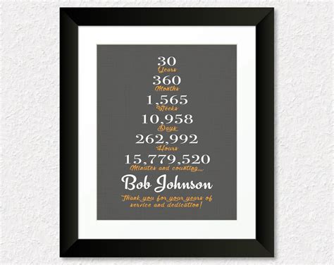 1.) you are the person we thought you were when you joined our team many years ago. 30 Year Anniversary Gift, 15 Year Work Anniversary Gift ...