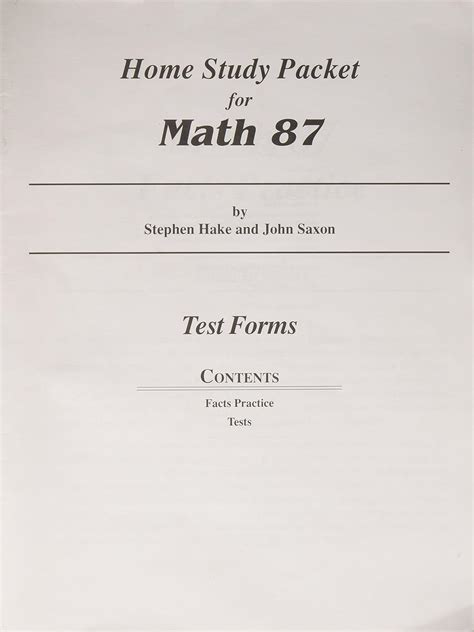 Math 87 An Incremental Development Facts Practice Test Forms