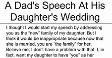 A Dad’s Speech At His Daughter’s Wedding (Dedicated to all Fathers ...