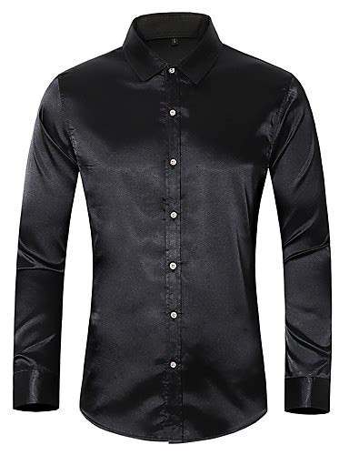 Silk Satin Shirt Men 2019 Casual Long Sleeve Slim Fit Mens Dress Shirts