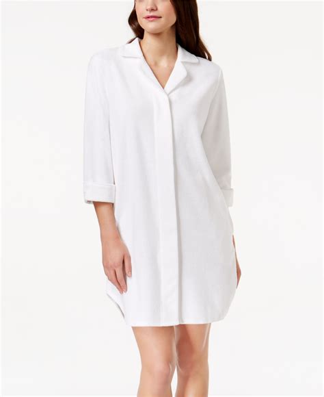 Charter Club Snap Front Terry Robe In White Bright White Lyst