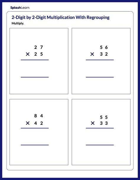 Multiplying 2 Digit Numbers With Regrouping Worksheets