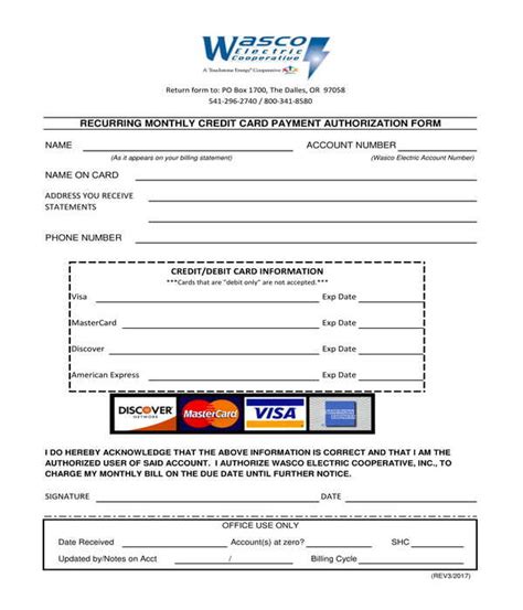 Authorized my daughter to used our electric billing statement authorization letter of proof of billing authorization letter sample for use of address the authorization letter which will allow you to use it will comes from the person whose name appears on the billing statement you are going. FREE 7+ Recurring Credit Card Authorization Forms in PDF ...