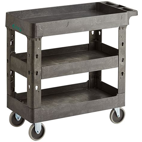 Choice Medium Black 3 Shelf Utility Cart 34 12 X 16 12 X 32 12