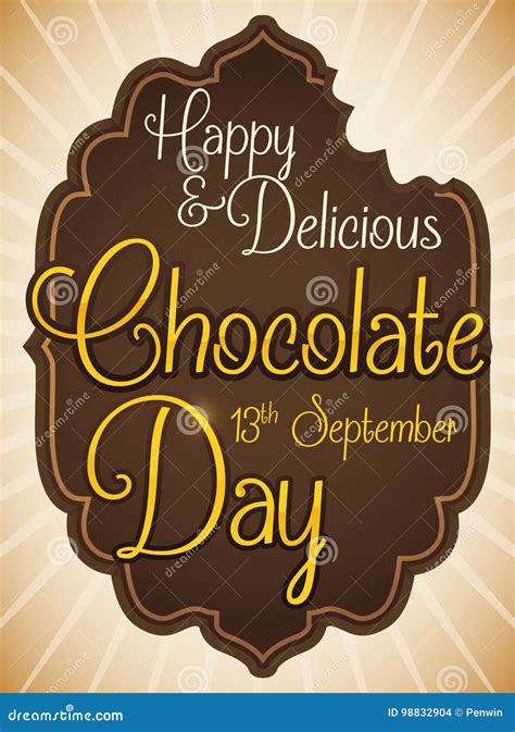 Delicious Half Bitten Chocolate Sign For Chocolate Day Celebration