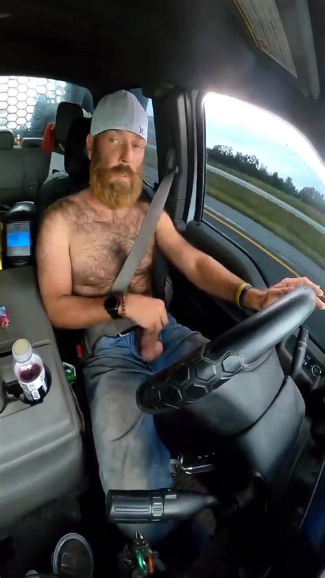 Smoking Redneck Trucker Jerking And Driving
