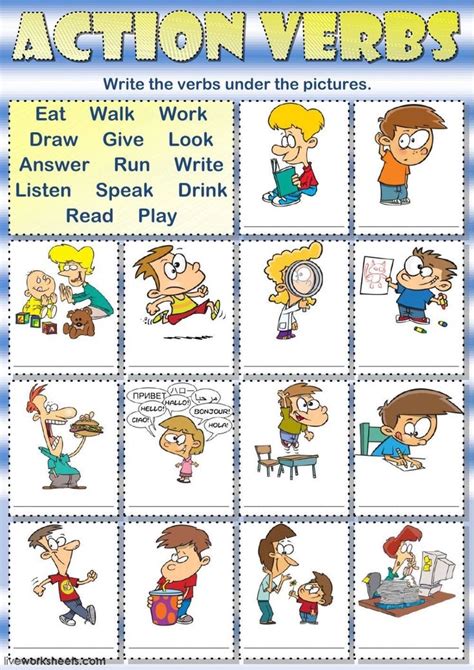 Pin By Reyna Hernandez On Action Verbs Action Verbs Verb Worksheets