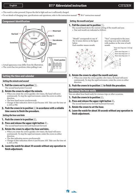 Citizen B11 Series Abbreviated Instruction Pdf Download Manualslib