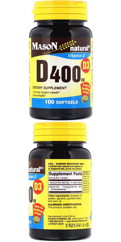 Join over 1m members in saving on high quality, healthy, and sustainable brands! Vitamin D3, 400 IU, 100 Softgels in 2020 | Natural ...