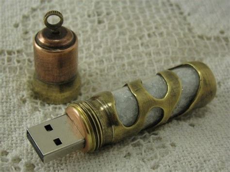 Steampunk Usb Flash Drive With Glowing Curved Glass Windows 8 Etsy