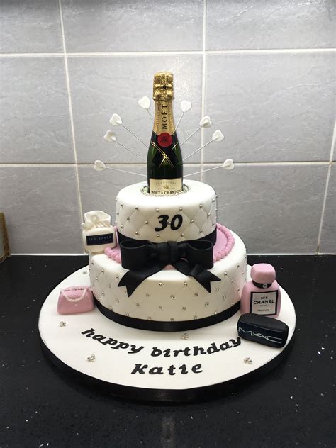 Classy 2 Tier For A 30th With Champagne Bottle X Birthday Cake Wine