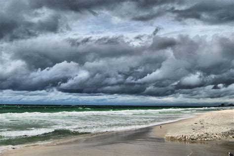 Storm Weather Rain Sky Clouds Nature Sea Ocean Beach Waves Wallpaper