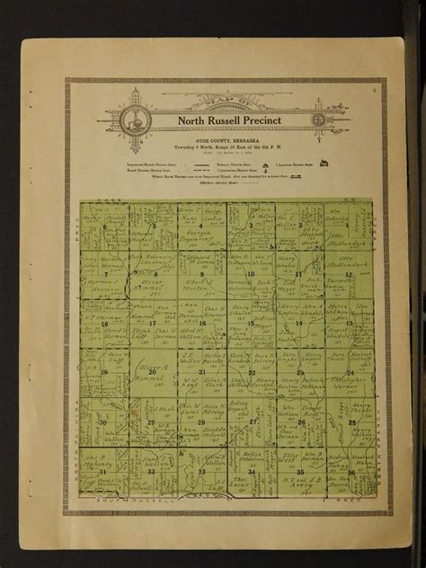 Nebraska Otoe County Map North Russell Precint Township 1917 Y897