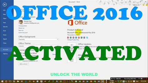 How To Activate Office 2016 In Windows 10 Pro Build 10240 Youtube