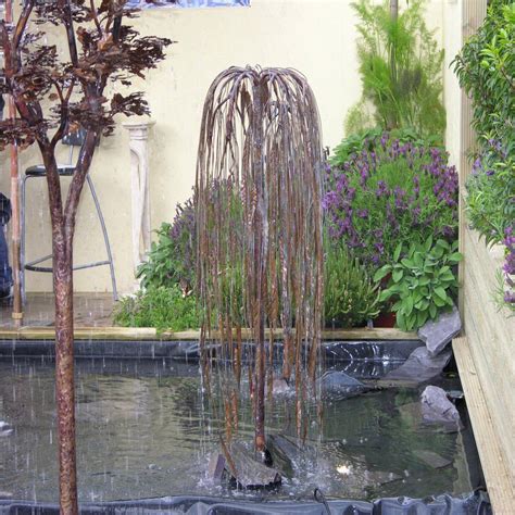 Copper Weeping Willow Tree Water Sculpture Jardines Clásicos De Water