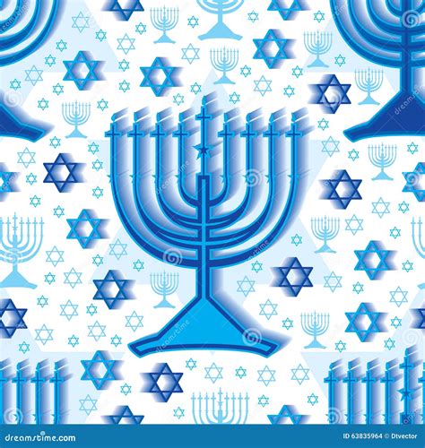 Hanukkah Blue White Seamless Pattern Stock Vector Illustration Of