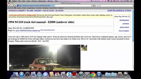 Craigslist Ashtabula Ohio Used Cars for Sale - By Owner Deals Available