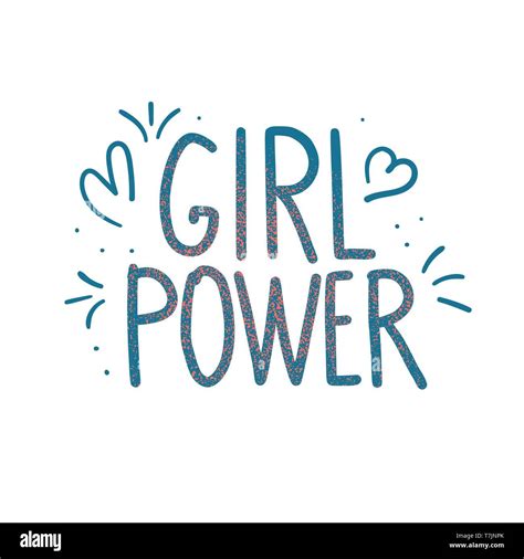 Girl Power Quote Isolated Grl Pwr Hand Lettering Feminist Slogan Vector Illustration Stock