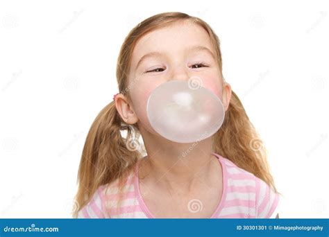 girl blowing bubble gum