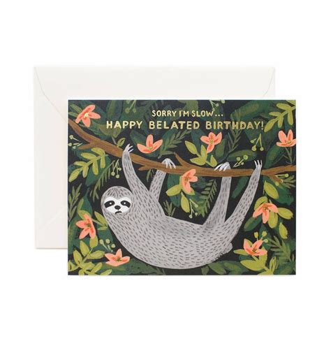 Sloth Belated Birthday Available As A Single Folded Card Or A Boxed Set