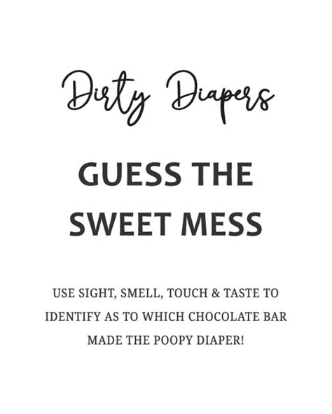 Printable Free Printable Dirty Diaper Game Template Printable