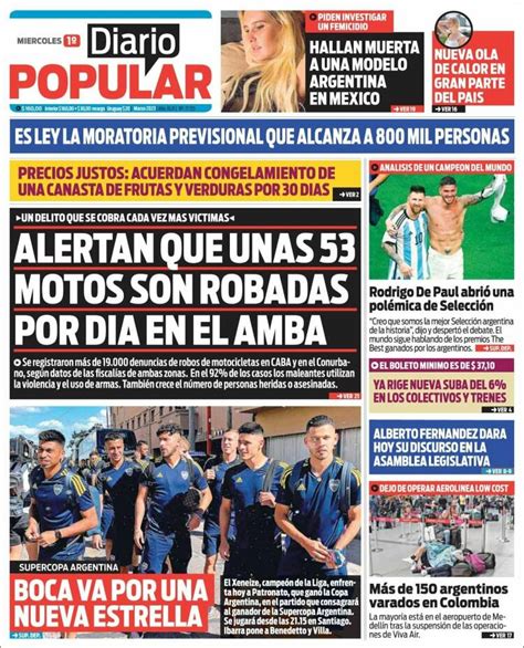 periódico diario popular argentina periódicos de argentina edición de miércoles 1 de marzo
