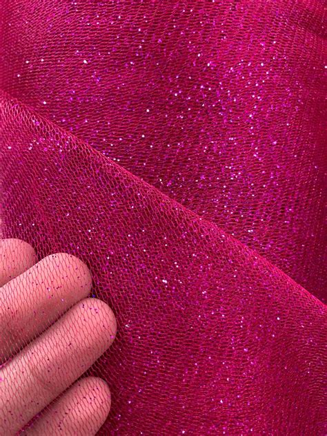 Fuchsia Pink Sparkle Glitter Tulle Decoration Event Fabric 60 Etsy
