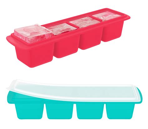 Slim Silicone Ice Cube Tray With Lid Extra Large Ice Cubes 2 Tray