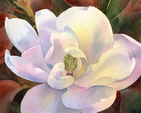 SOUTHERN BELLE Magnolia Flower Watercolor Painting Original Fine Art