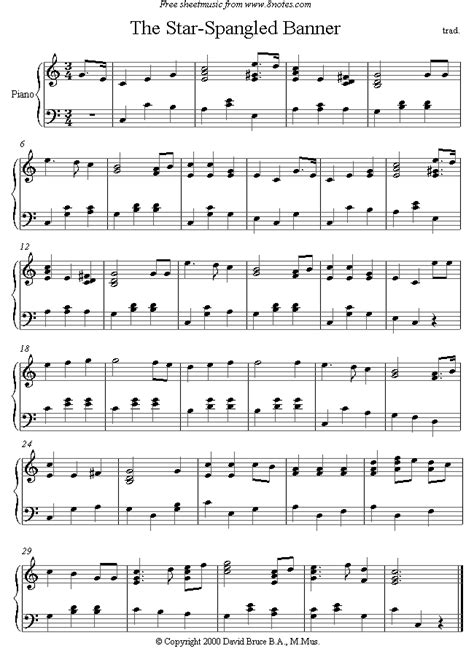 Play more, pay less with pass. The Star Spangled Banner sheet music for Piano - 8notes.com